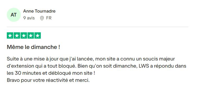 Hébergeur fiable France : le support LWS intervient en moins d’une heure