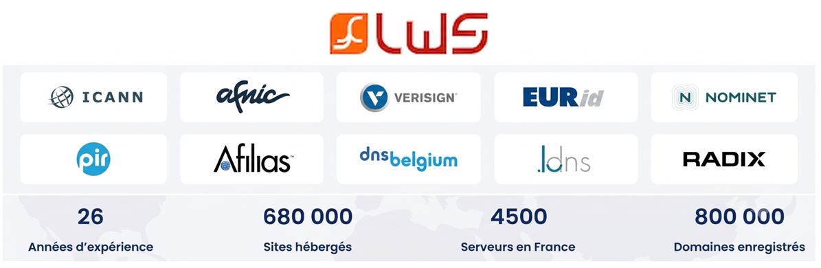 Choisir nom de domaine .fr ou .com auprès du registrar de référence : LWS