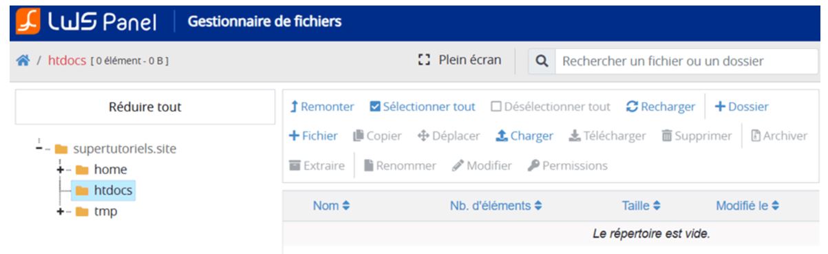 Déploiement du site avec le gestionnaire de fichier LWS