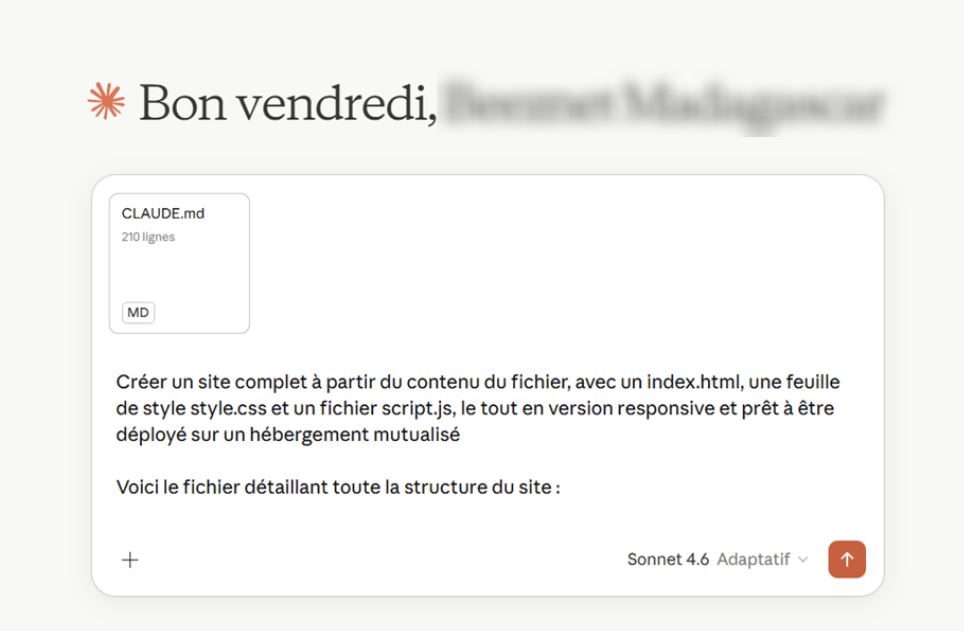 Créer site web avec IA - description du projet avec Claude